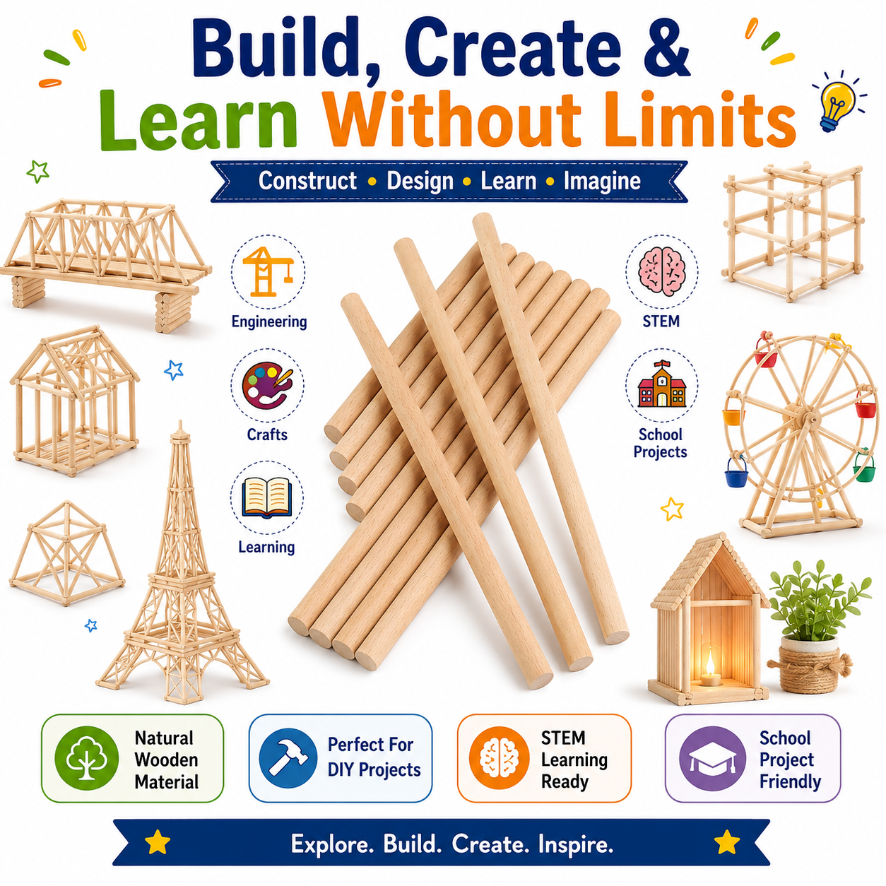 Kids Counting Sticks – Montessori-Inspired Math Learning Toy for Numbers, Counting, Patterns & Problem Solving