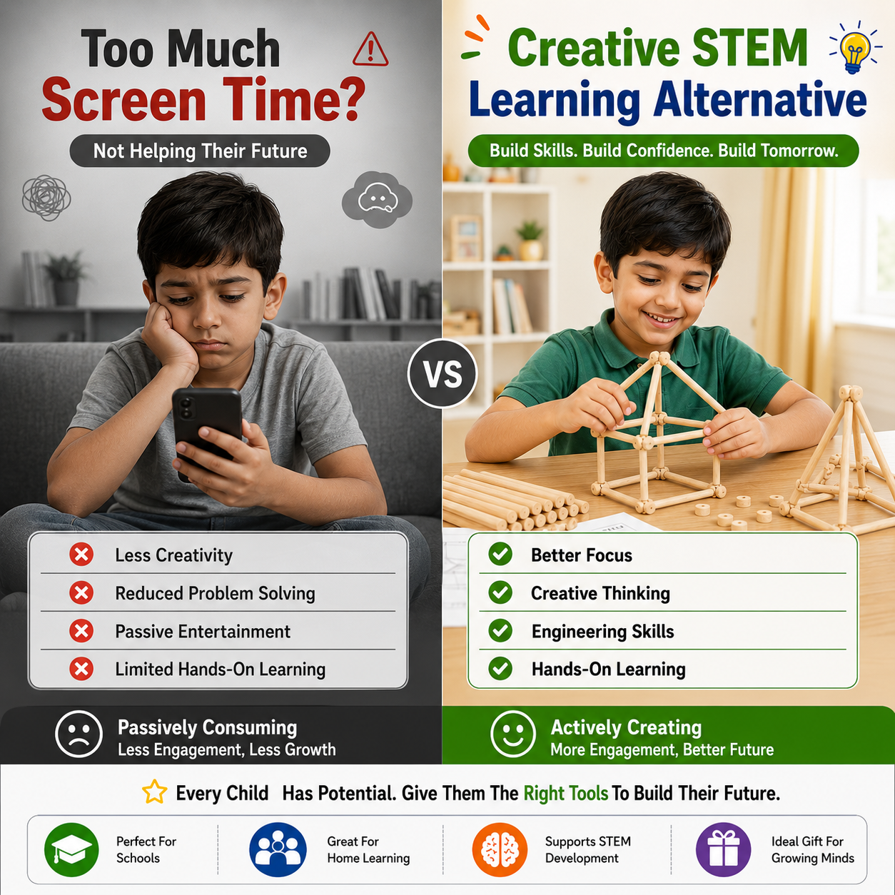 Kids Counting Sticks – Montessori-Inspired Math Learning Toy for Numbers, Counting, Patterns & Problem Solving