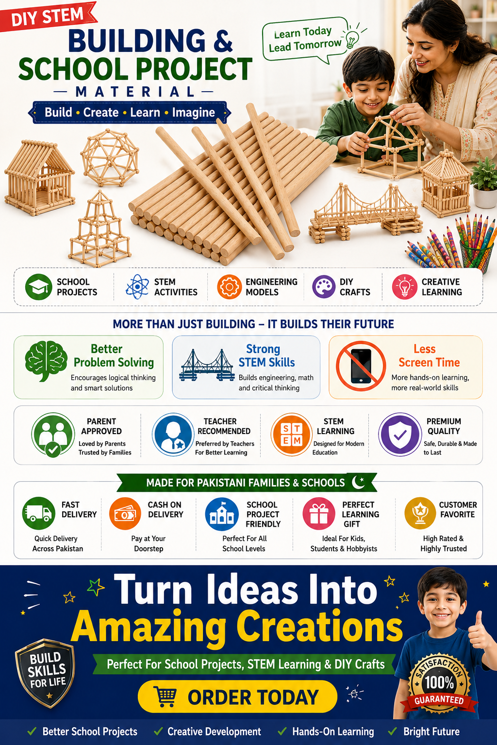 Kids Counting Sticks – Montessori-Inspired Math Learning Toy for Numbers, Counting, Patterns & Problem Solving