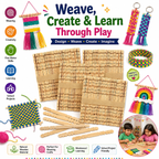 Natural Wooden Weaving Loom Mats & Craft Sticks – DIY Weaving Kit for Kids, School Projects & Creative Crafts
