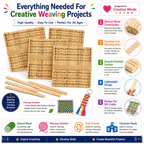 Natural Wooden Weaving Loom Mats & Craft Sticks – DIY Weaving Kit for Kids, School Projects & Creative Crafts