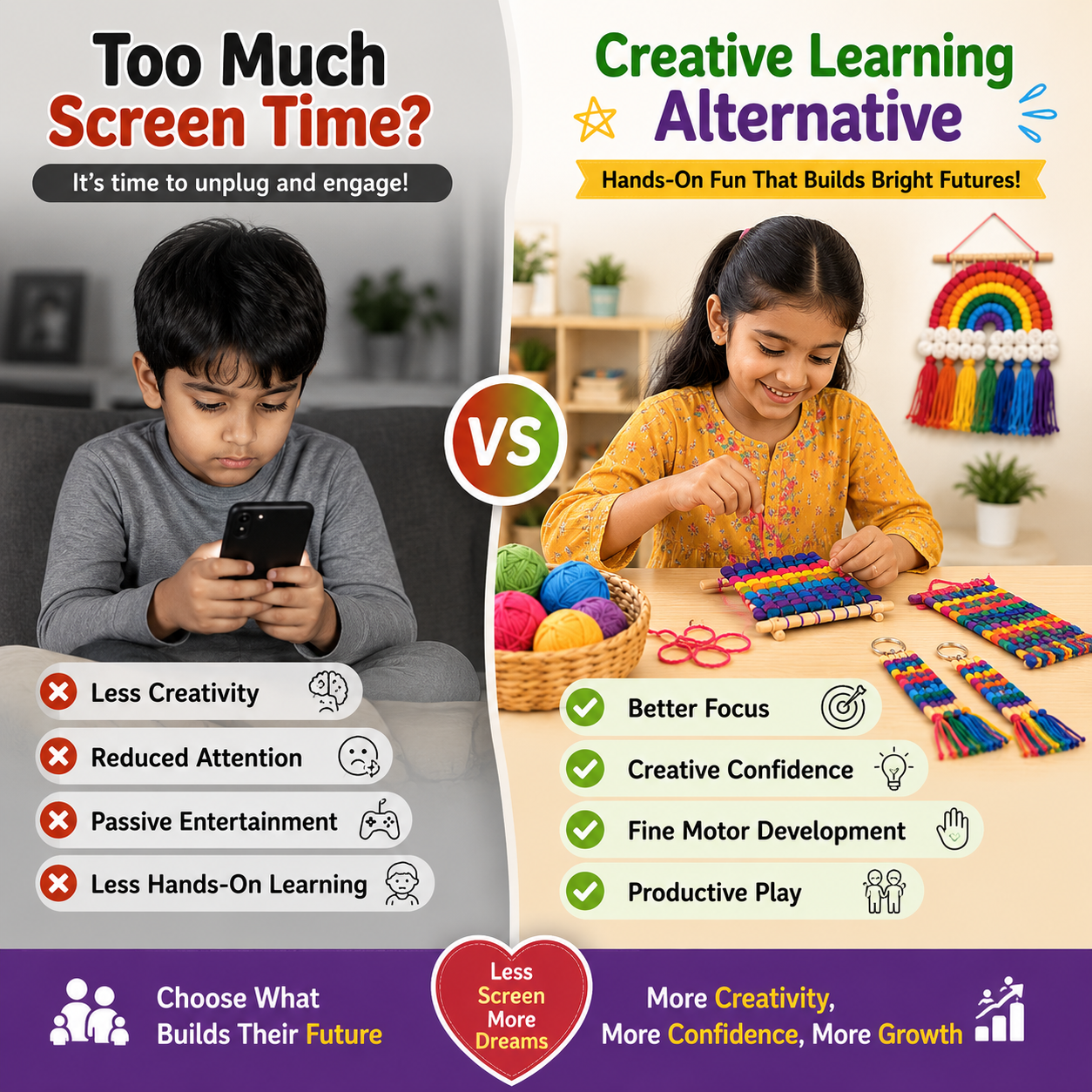 Colorful Wooden Loom Sticks – Weaving Craft Supplies for Kids, Beginners, School Projects & DIY Crafts
