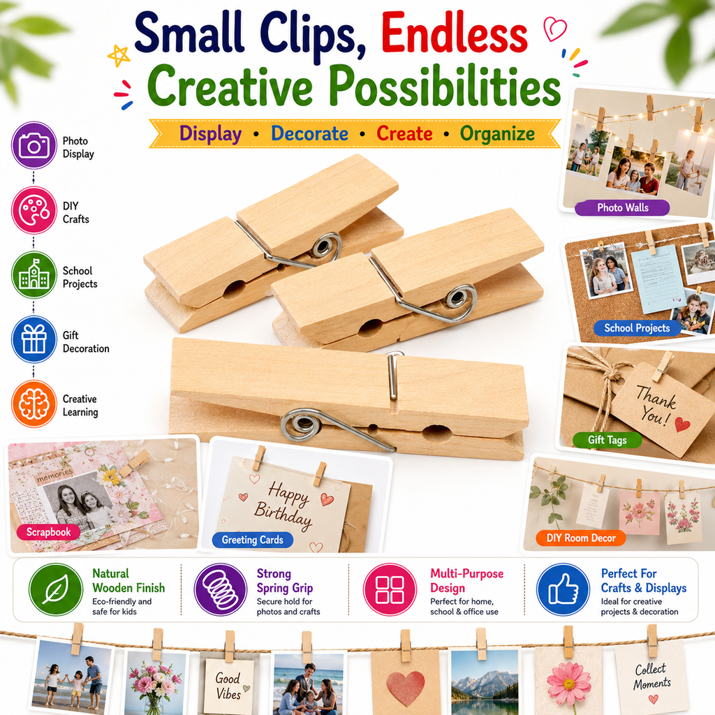 wooden clips silver wooden colour 12 pcs pack