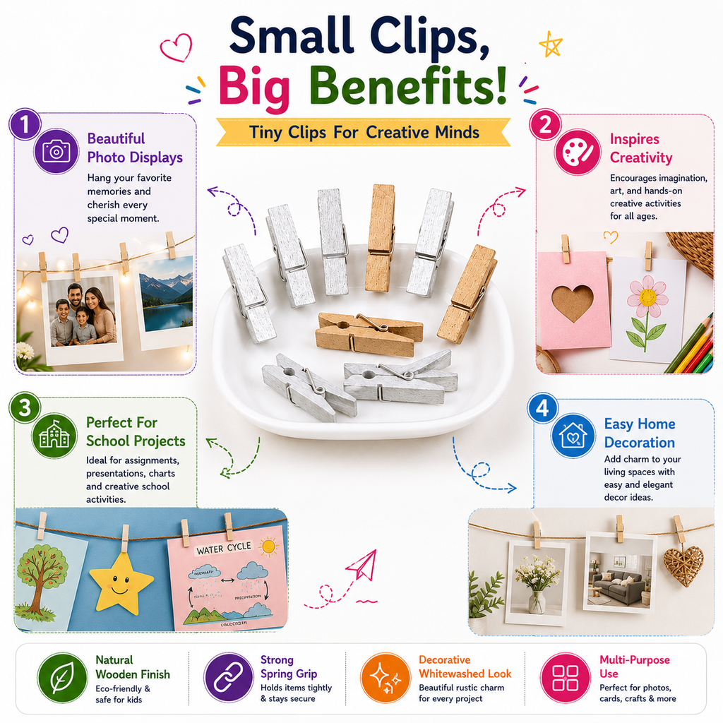 wooden clips silver wooden colour 12 pcs pack
