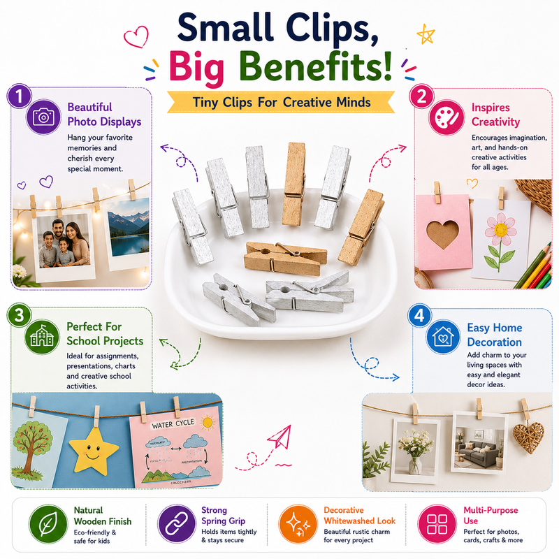 wooden clips silver wooden colour 12 pcs pack