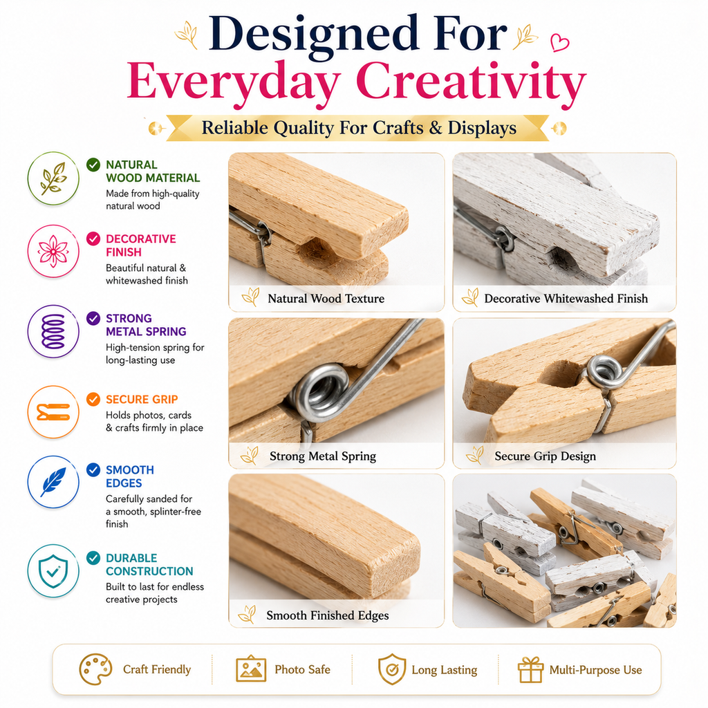 wooden clips silver wooden colour 12 pcs pack