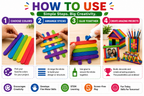 Colorful Jumbo Wooden Craft Sticks – Popsicle Sticks for School Projects, Model Building & DIY Art