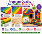 Colorful Jumbo Wooden Craft Sticks – Popsicle Sticks for School Projects, Model Building & DIY Art