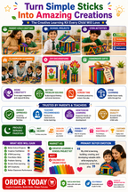 Colorful Jumbo Wooden Craft Sticks – Popsicle Sticks for School Projects, Model Building & DIY Art