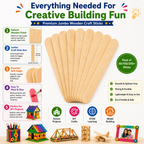 Premium Jumbo Wooden Craft Sticks – 114mm Popsicle Sticks for DIY Crafts, School Projects & STEM Learning