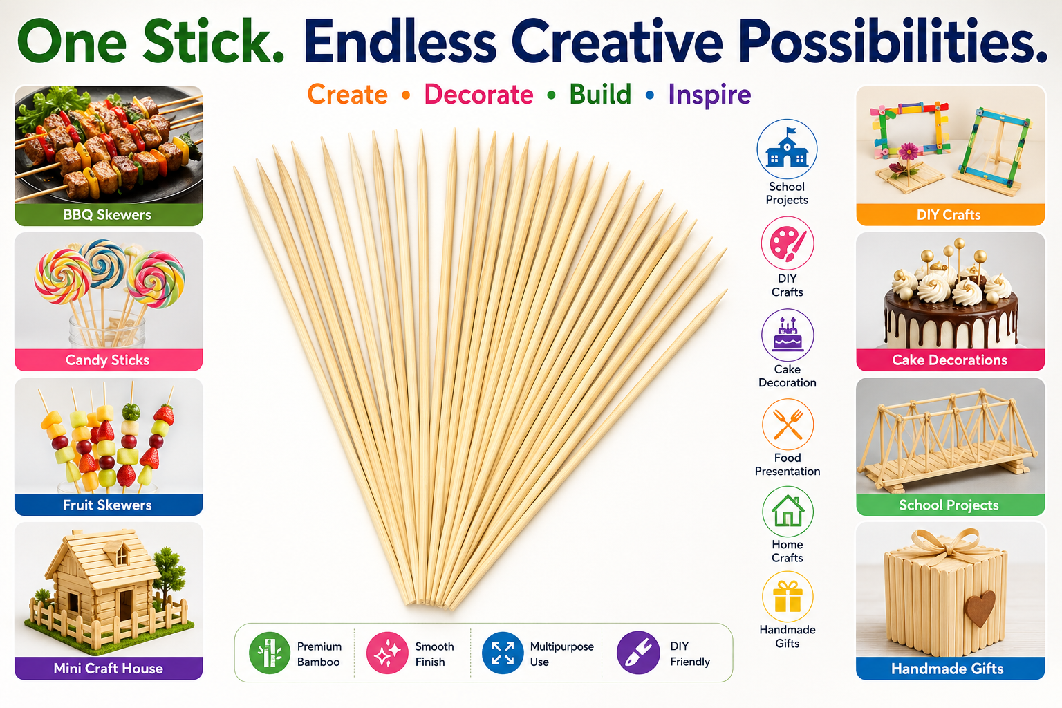 Wooden Sticks for DIY Crafts – 11cm Natural Popsicle Sticks for Kids, School & Creative Projects