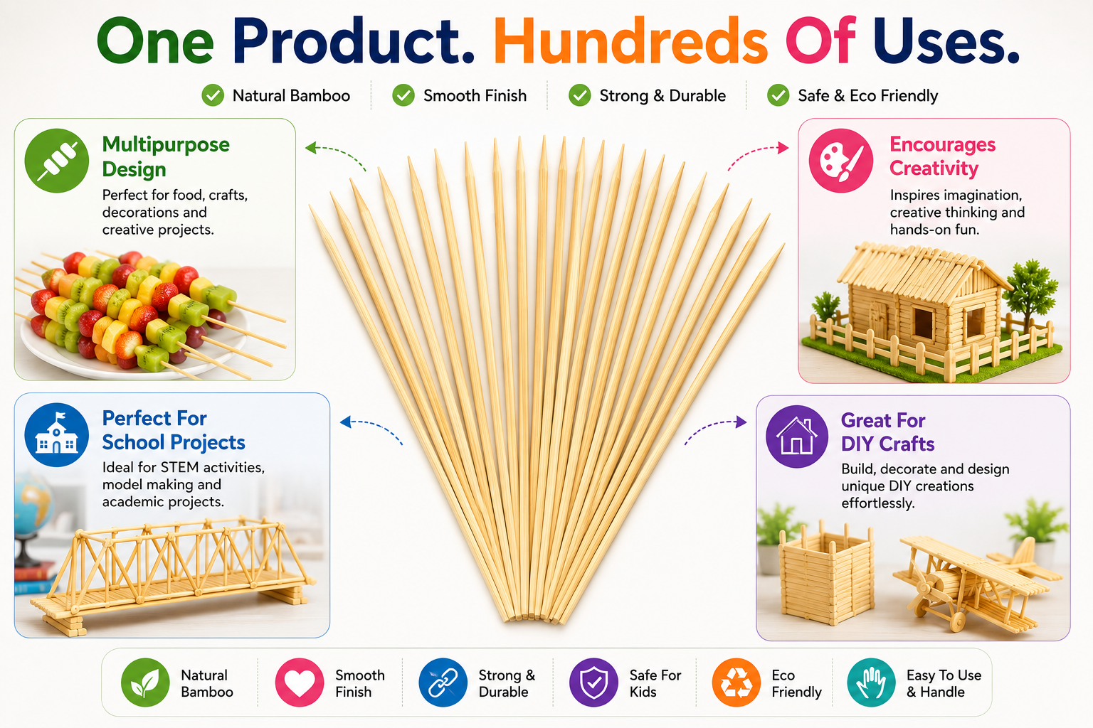 Wooden Sticks for DIY Crafts – 11cm Natural Popsicle Sticks for Kids, School & Creative Projects