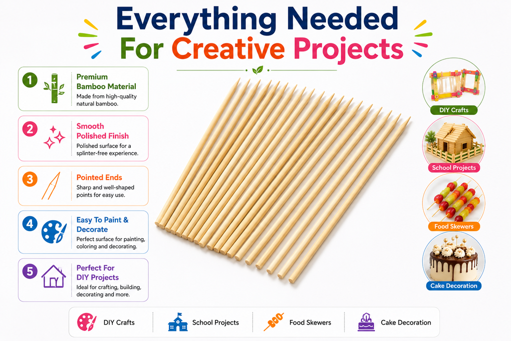 Wooden Sticks for DIY Crafts – 11cm Natural Popsicle Sticks for Kids, School & Creative Projects