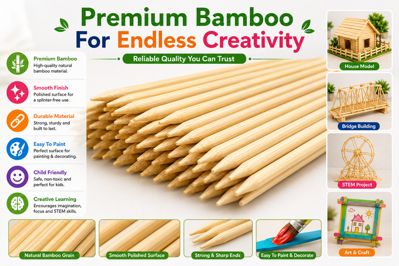 Wooden Sticks for DIY Crafts – 11cm Natural Popsicle Sticks for Kids, School & Creative Projects