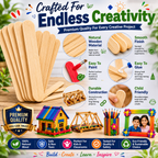 Premium Jumbo Wooden Craft Sticks – 114mm Popsicle Sticks for DIY Crafts, School Projects & STEM Learning