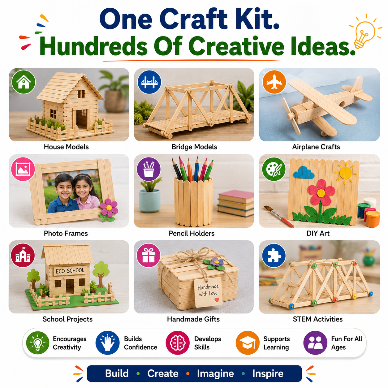 Premium Jumbo Wooden Craft Sticks – 114mm Popsicle Sticks for DIY Crafts, School Projects & STEM Learning