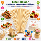 Bamboo Food Skewers – Strong Natural Wooden Sticks for BBQ, Grilling, Catering, Parties & Restaurants