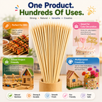 Bamboo Food Skewers – Strong Natural Wooden Sticks for BBQ, Grilling, Catering, Parties & Restaurants