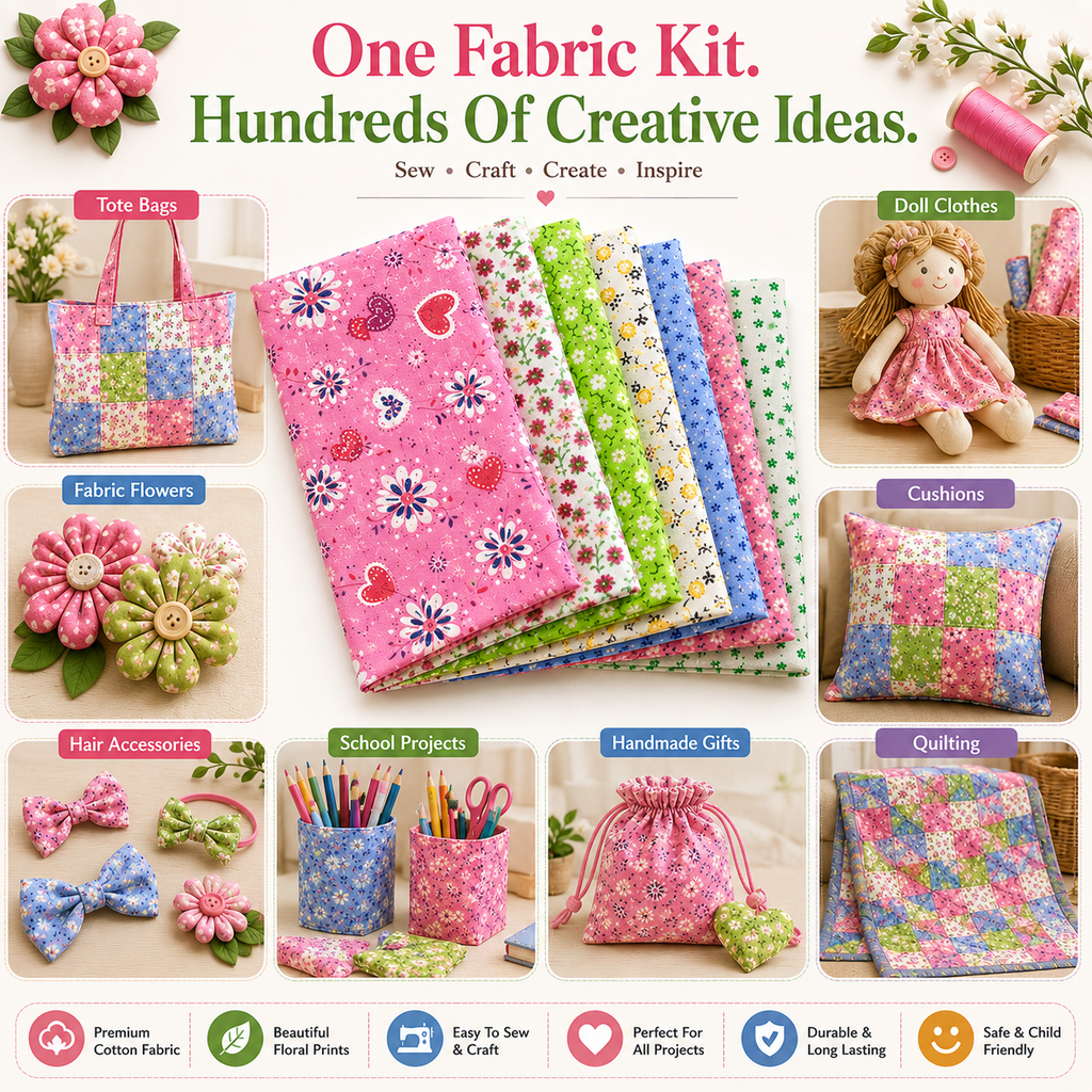 Printed Cotton Fabric Sheets – Soft & Easy-to-Sew Fabric for Quilting, Patchwork, Sewing & DIY Crafts