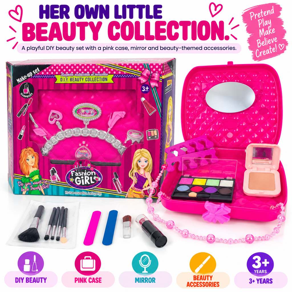 DIY Beauty Collection Kids Makeup & Pretend Play Set – Girls Beauty Kit for Dress-Up, Role Play & Creative Fun
