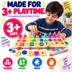 Montessori Wooden Educational Toy for Kids 3+ – Numbers, Shapes & Matching Learning Activity Board**