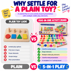 Montessori Wooden Educational Toy for Kids 3+ – Numbers, Shapes & Matching Learning Activity Board**