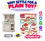 Kids Kitchen Cooking Set – Pretend Play Kitchen Toy Set with Electric Pot, Kettle, Utensils & Food Accessories