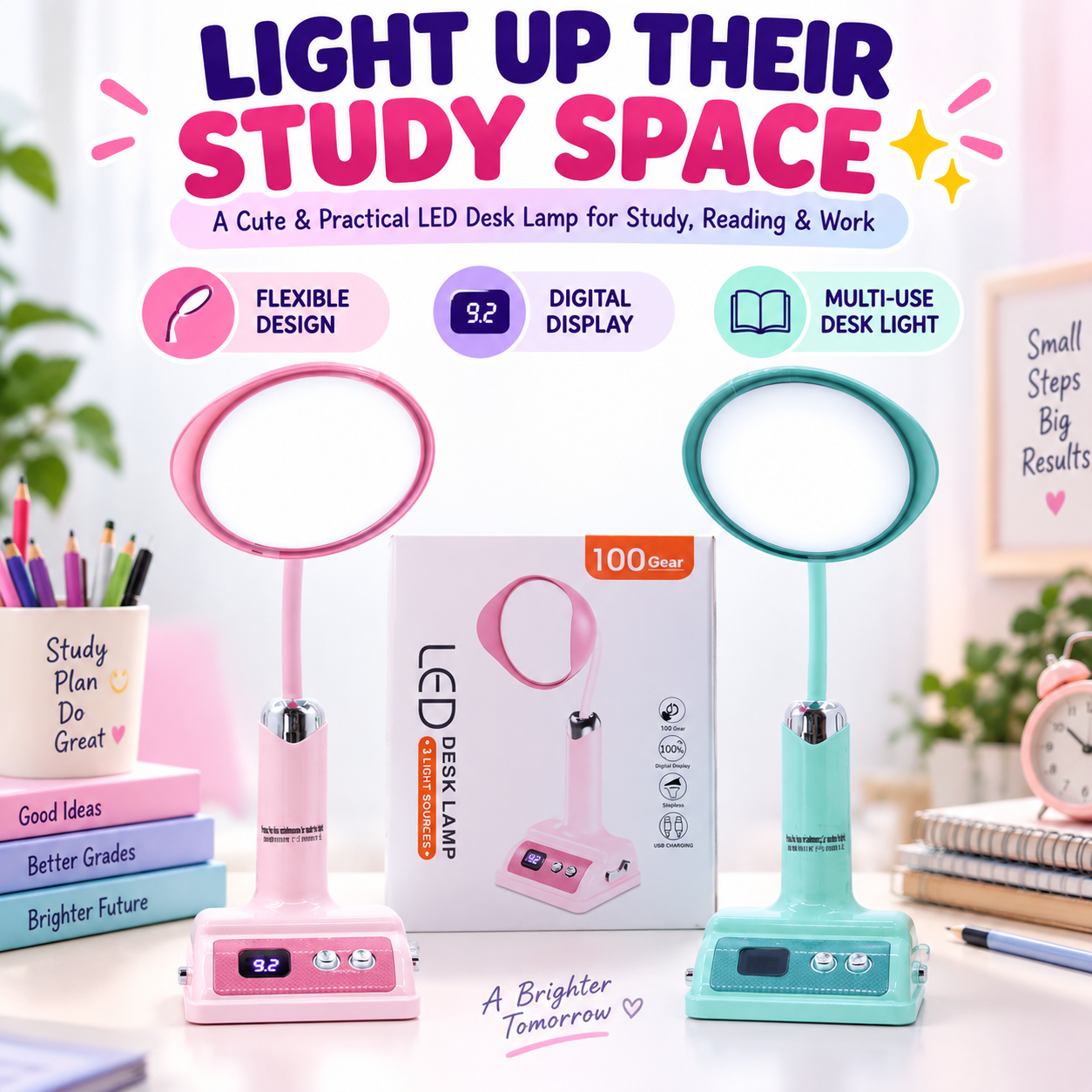 Study Desk Lamp – Adjustable LED Table Light for Reading, Homework & Writing | Bright & Flexible Desk Lamp for Kids, Students & Home Office