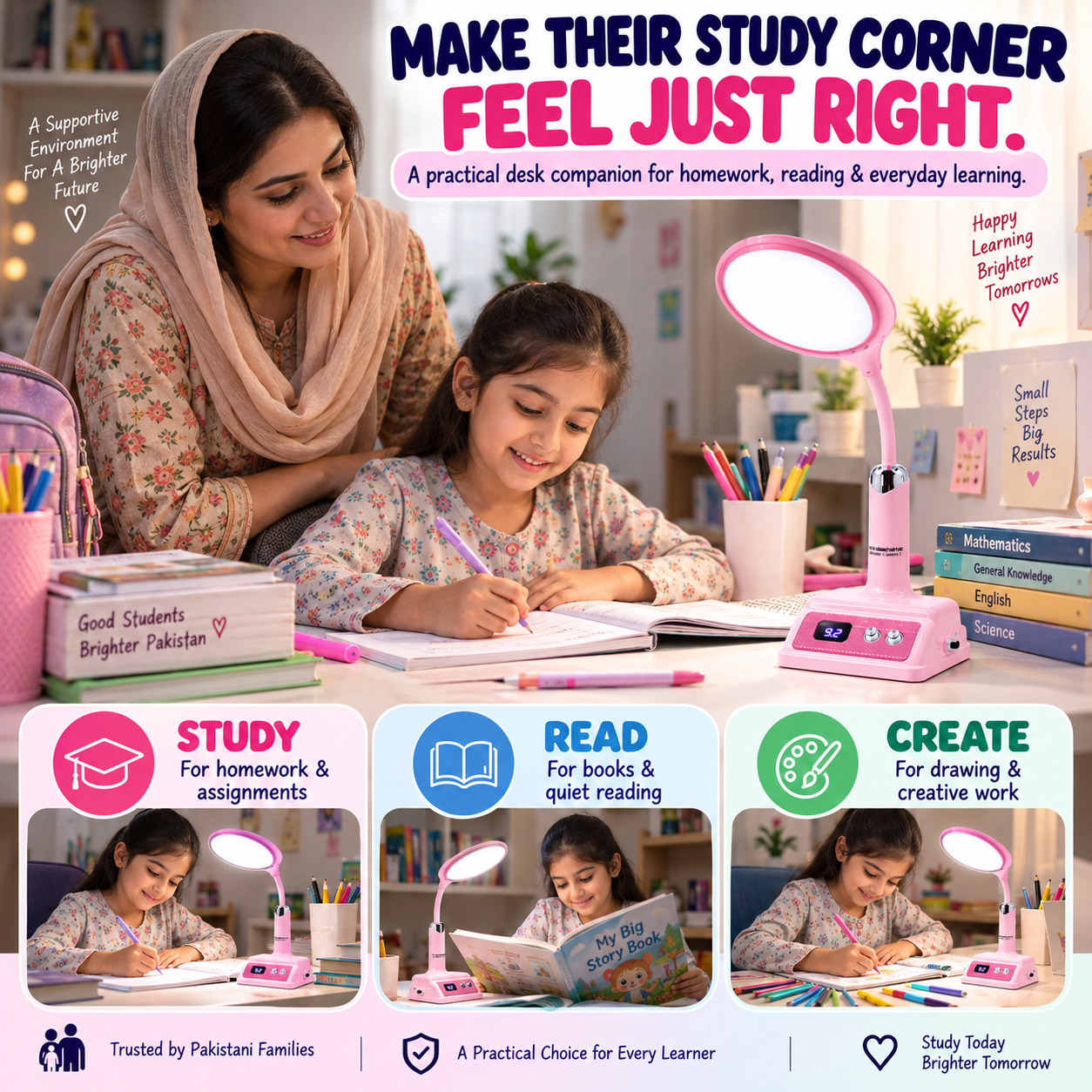 Study Desk Lamp – Adjustable LED Table Light for Reading, Homework & Writing | Bright & Flexible Desk Lamp for Kids, Students & Home Office