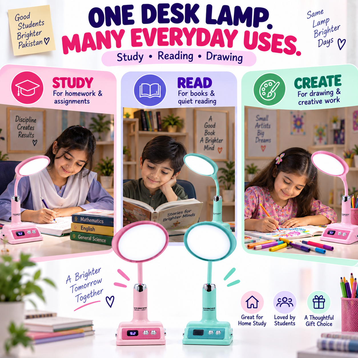 Study Desk Lamp – Adjustable LED Table Light for Reading, Homework & Writing | Bright & Flexible Desk Lamp for Kids, Students & Home Office