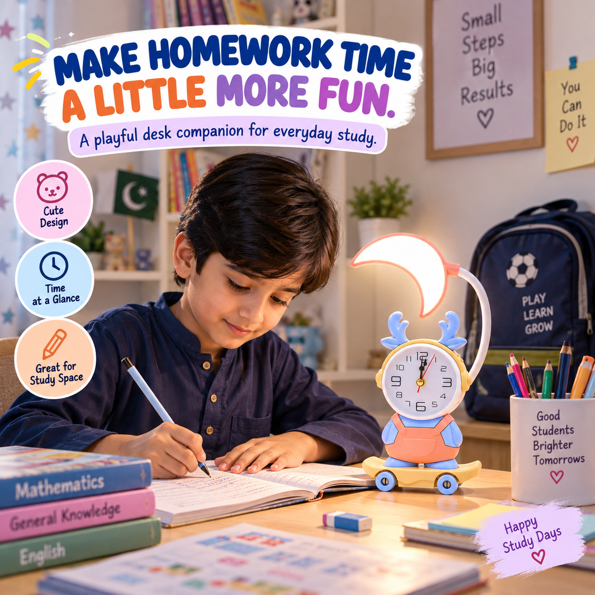 All-in- One Desk lamp with clock