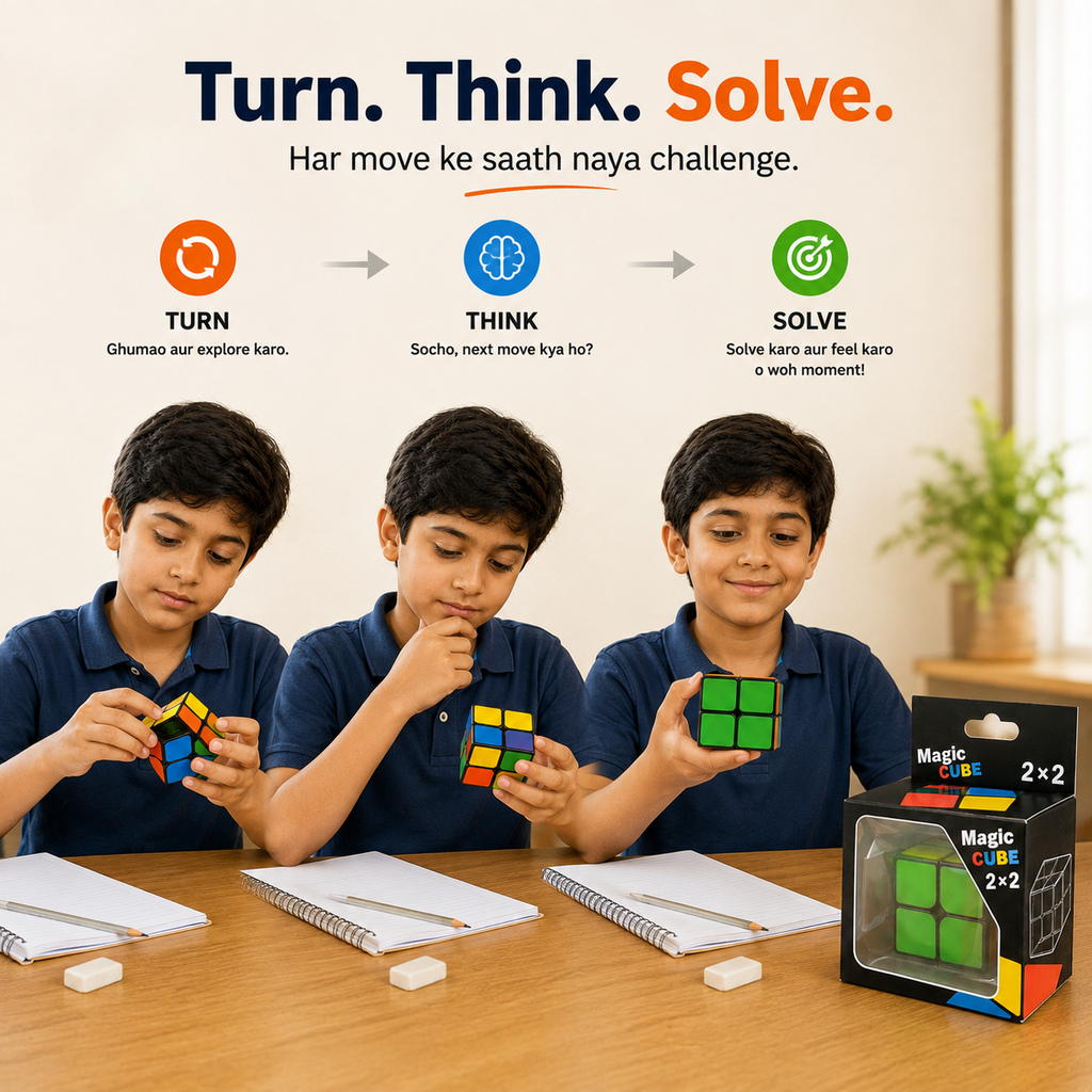 MAGIC CUBE 2×2 – Classic Mini Puzzle Cube for Kids & Adults