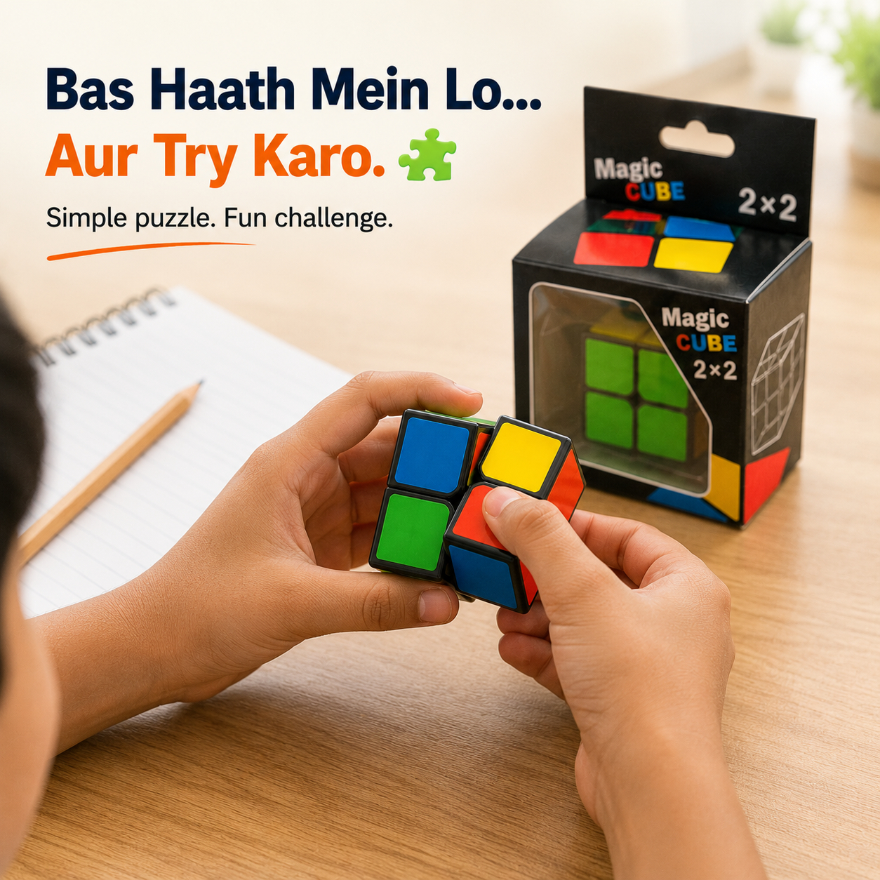 MAGIC CUBE 2×2 – Classic Mini Puzzle Cube for Kids & Adults
