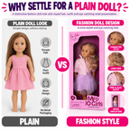 46cm Fashion Doll for Girls – Large Size Dress Up Doll, Kids Pretend Play Toy & Birthday Gift