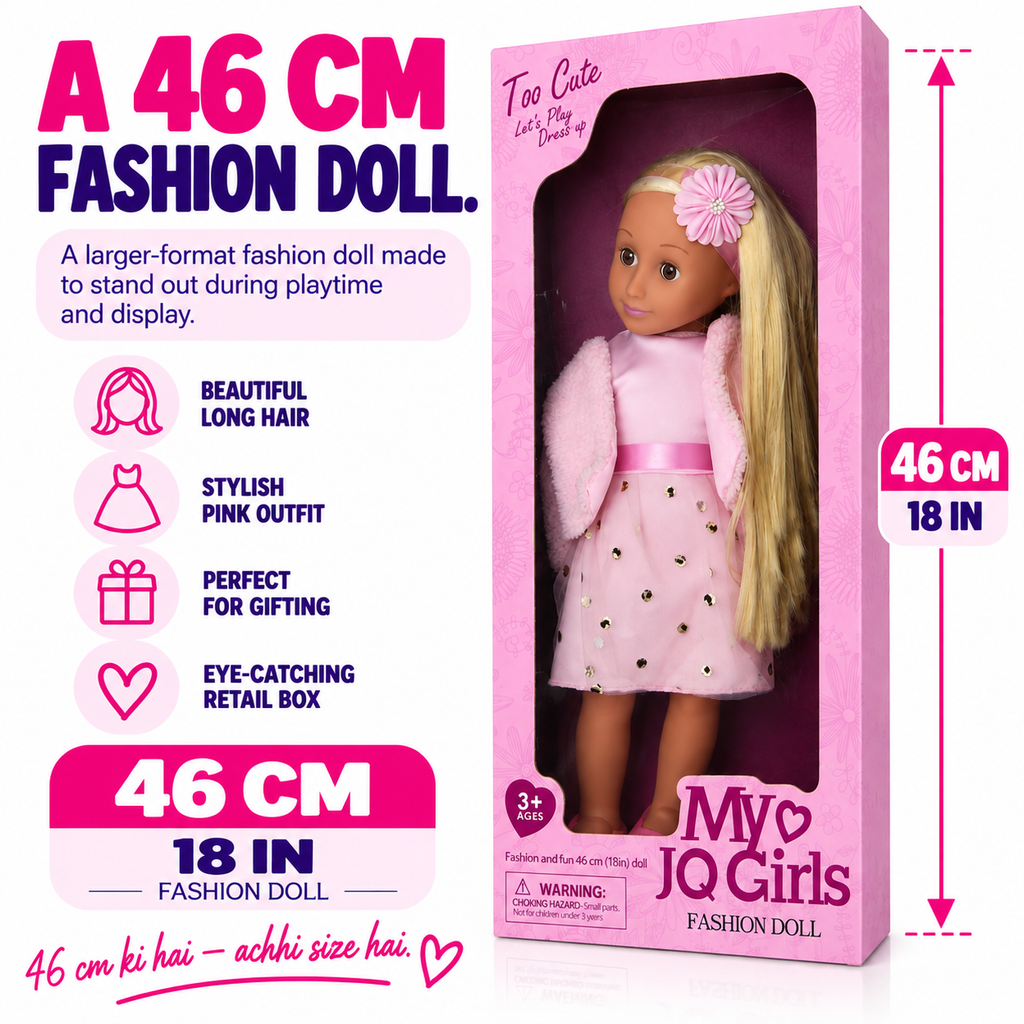 Premium 46cm Fashion Doll – Long-Haired Dress-Up Doll for Girls & Special Gifting