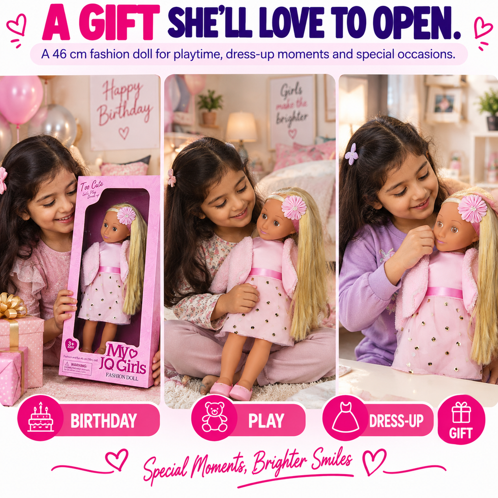 Premium 46cm Fashion Doll – Long-Haired Dress-Up Doll for Girls & Special Gifting