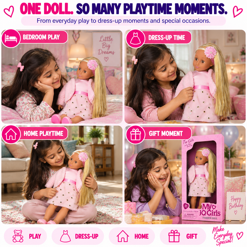 Premium 46cm Fashion Doll – Long-Haired Dress-Up Doll for Girls & Special Gifting