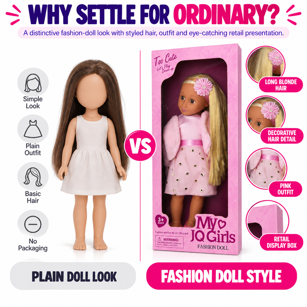 Premium 46cm Fashion Doll – Long-Haired Dress-Up Doll for Girls & Special Gifting