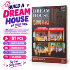 91 PCS Dream House Playset – Multi-Room Dollhouse with Furniture, Mini Figures & Pretend Play