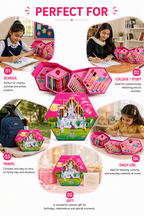 46-Piece Kids Art Set with Smart Hexagonal Storage Case, Complete Drawing & Colouring Kit with Colour Pencils, Crayons, Markers & Paints