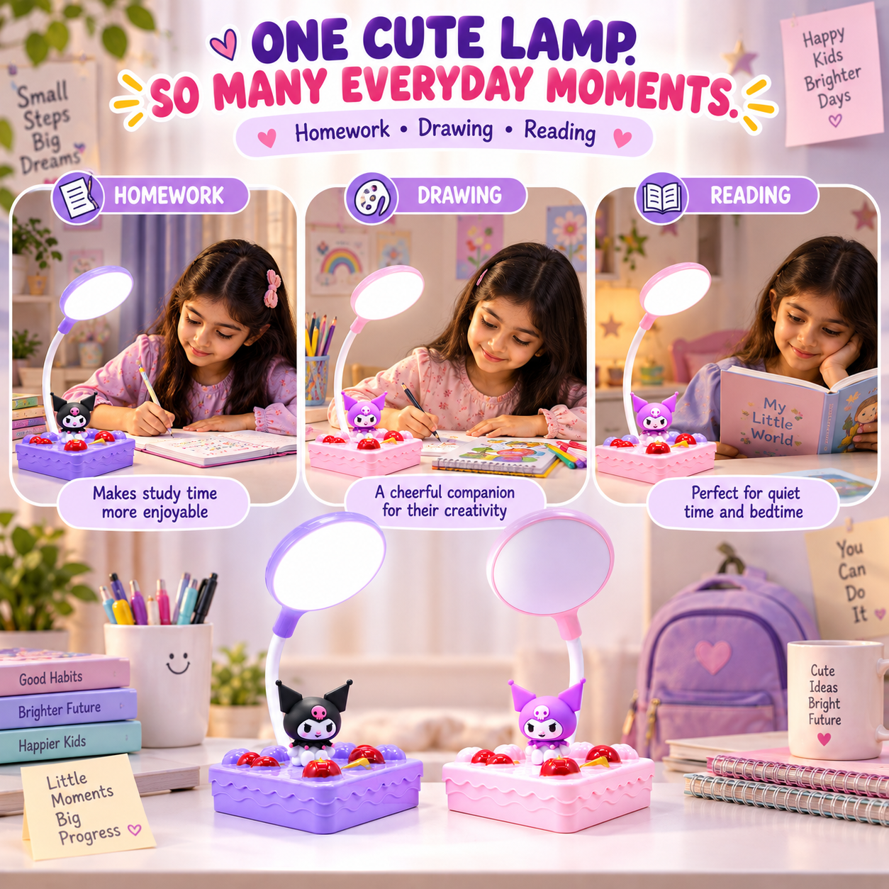 Krumi – Cute Adjustable LED Desk Lamp | Bright Reading Light for Homework, Study & Drawing | Perfect Kids Desk Light
