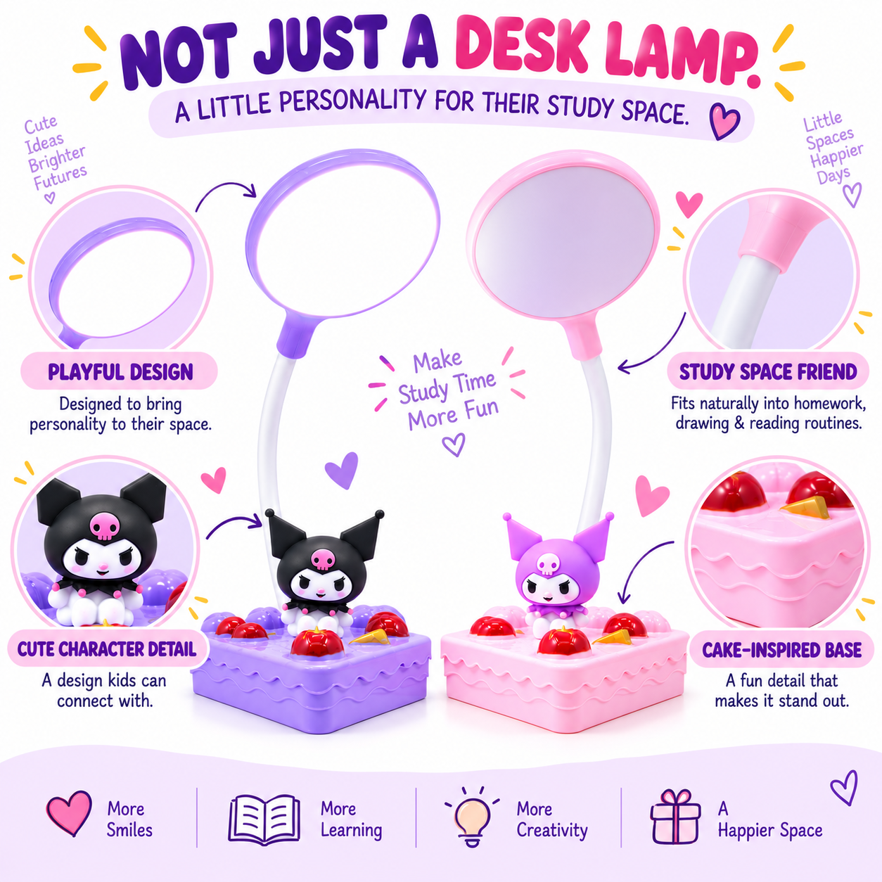Krumi – Cute Adjustable LED Desk Lamp | Bright Reading Light for Homework, Study & Drawing | Perfect Kids Desk Light