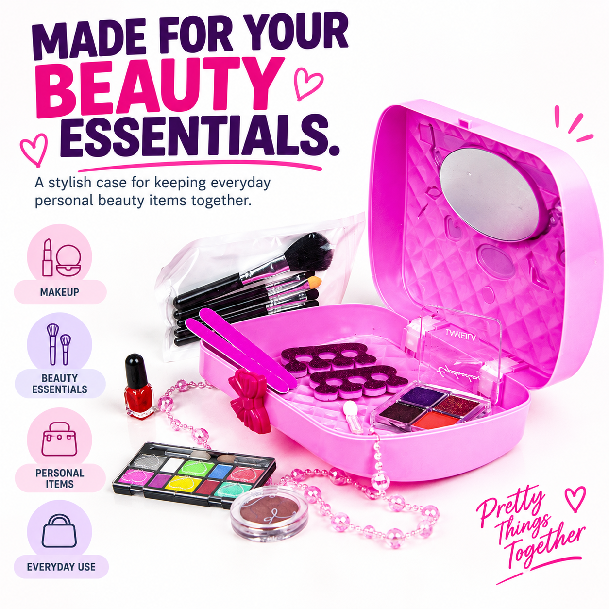 Kids Makeup Set for Girls – Beauty Kit with Mirror & Accessories