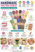 Handmade Paper Twine String Set – 12 Bright Colors for Scrapbooking, Gift Tags, Crafts & Party Decor