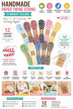 Handmade Paper Twine String Set – 12 Bright Colors for Scrapbooking, Gift Tags, Crafts & Party Decor