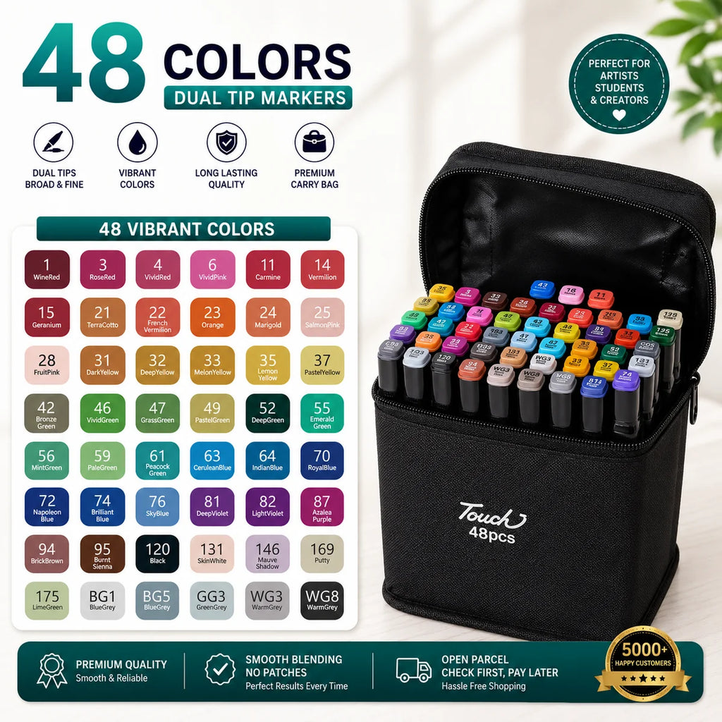 Double-Sided Touch Markers 12 Pcs –24-36-48 colours