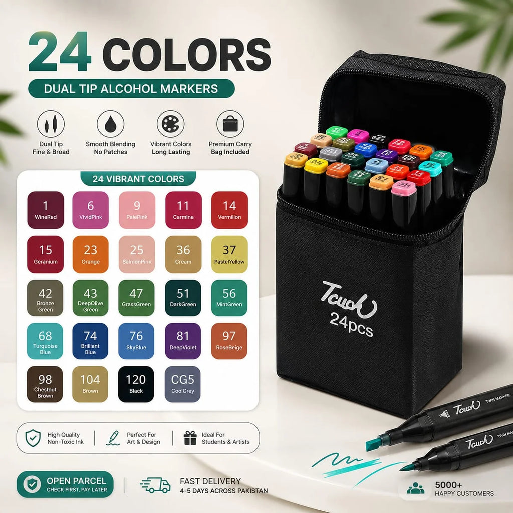 Double-Sided Touch Markers 12 Pcs –24-36-48 colours