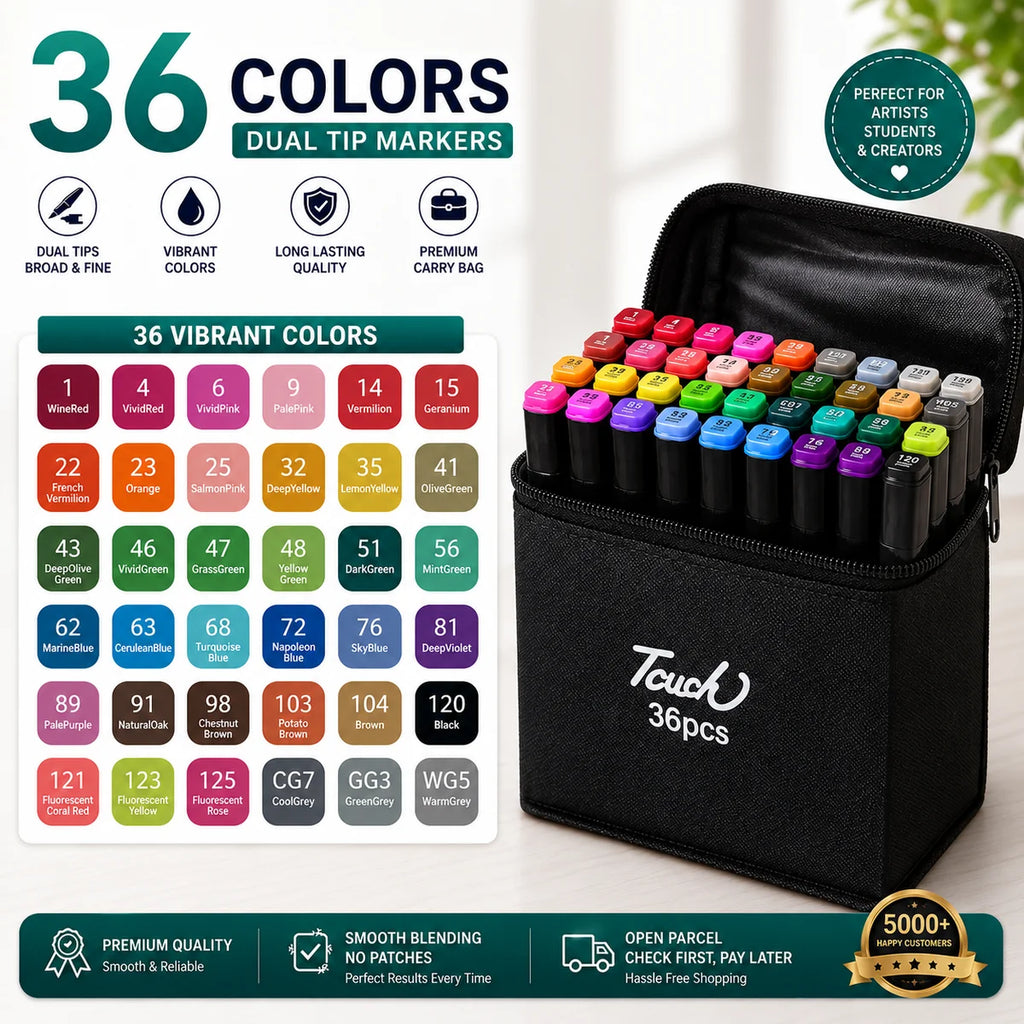 Double-Sided Touch Markers 12 Pcs –24-36-48 colours