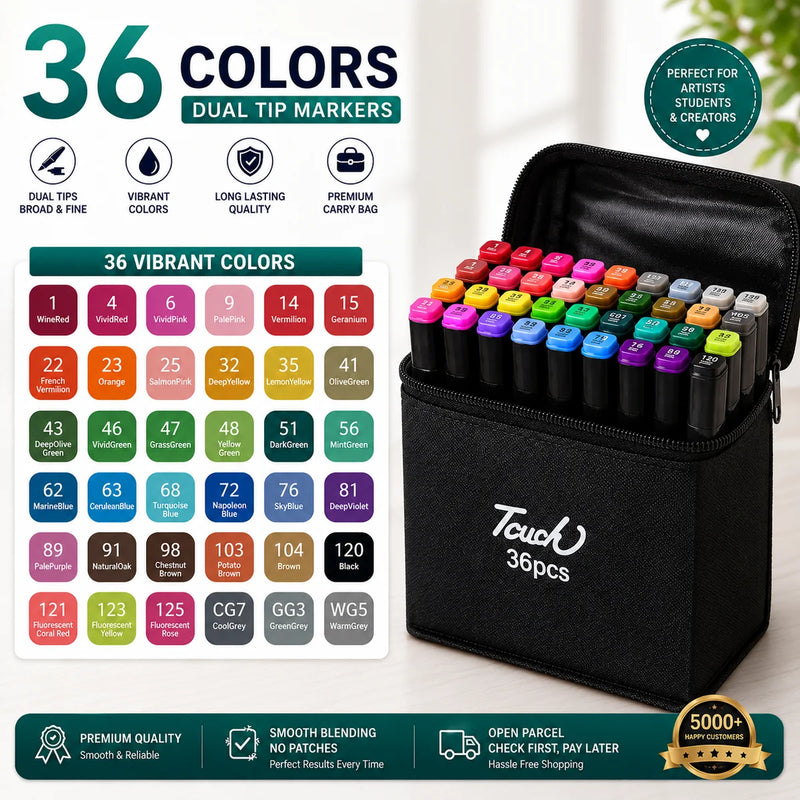 Double-Sided Touch Markers 12 Pcs –24-36-48 colours