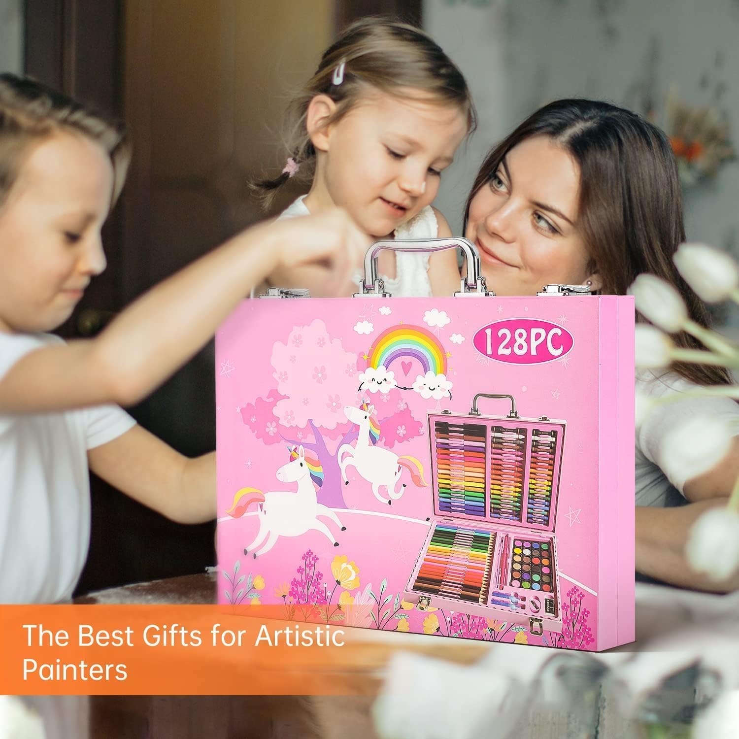 Ixora 128 pieces Art Set, Portable Drawing Painting Art Supplies, - Image 3